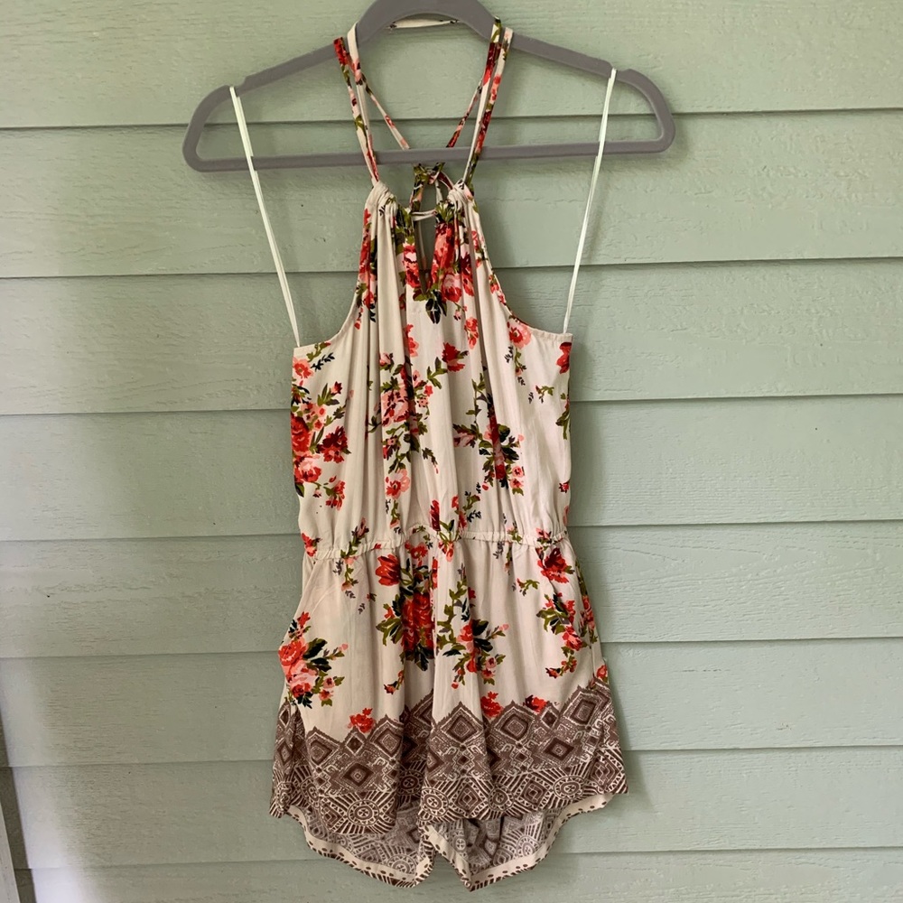 Flowered Romper with Pockets